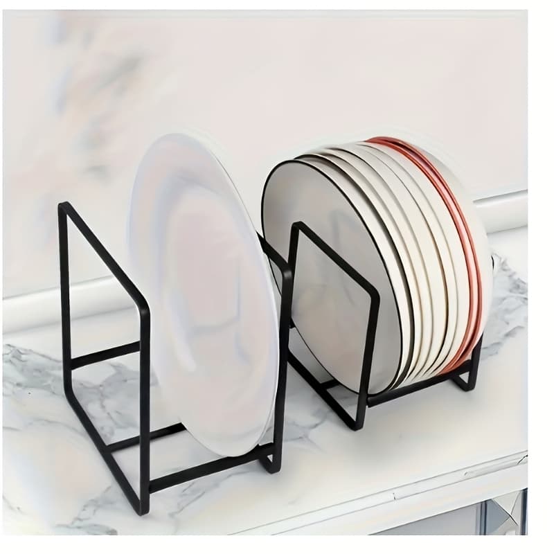 TEMU Free Rust-resistant Stainless Steel Kitchen Storage Container Countertop Dish Rack Vertical Cabinet Organizer For Dishes, Bowls, Cups, And Lids Universal Size For Home And Outdoor Use And Clean