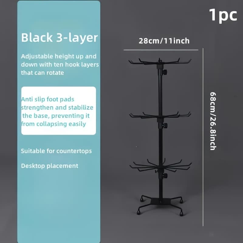 TEMU 3 Layers Rotating And Adjustable Display Rack - Suitable For Jewelry, Keychains, Socks, Hats, And Toys, Multifunctional Rotating And Movable Jewelry Rack