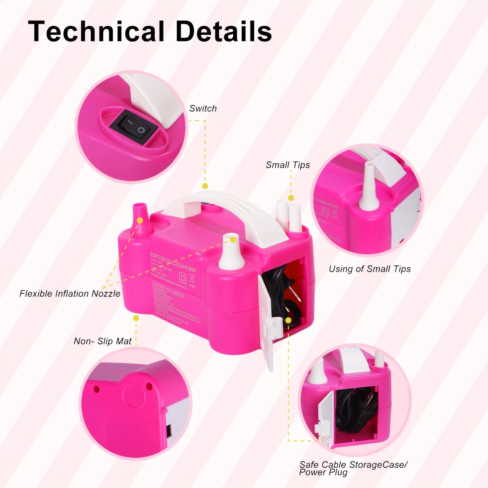 TEMU Balloon Pump Triple Inflating Ports 3-in-1 Electric Air Pump For Inflatables And Balloons, Balloon Inflator For 260q Foil Latex Balloons, Inflator Deflator For Swimming Rings Air Mattress
