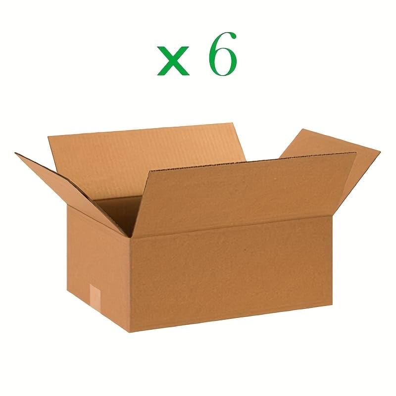 TEMU Medium Corrugated Cardboard Moving Boxes 14" X 10" X 6" (pack Of 6) | For Packaging, Mailing, Storage, And Shipping | Suitable For Home Or Office