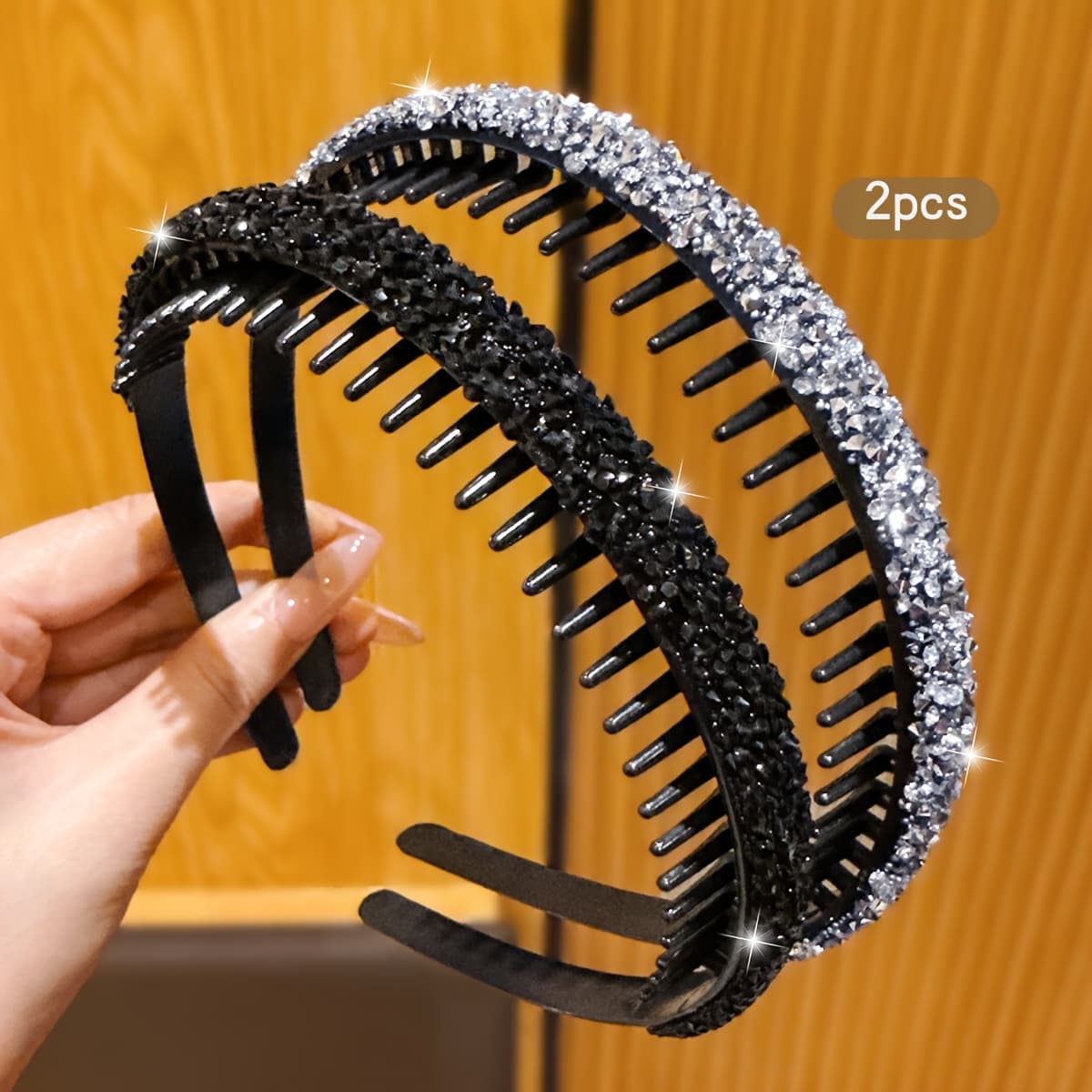 TEMU 2pcs Hairband With Teeth, Anti-slip Korean Style For Daily Use Womens' And Women's Hair Accessories