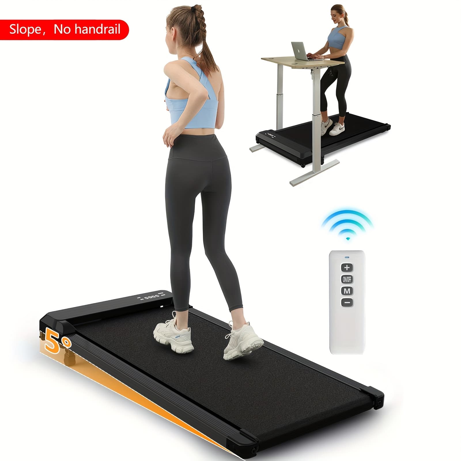 TEMU Incline Foldable Treadmill, Walking Pad Treadmill With Incline, 300 Lbs Portable Treadmills With Handles For Home Office Use, Under Desk Compact Walking Pad