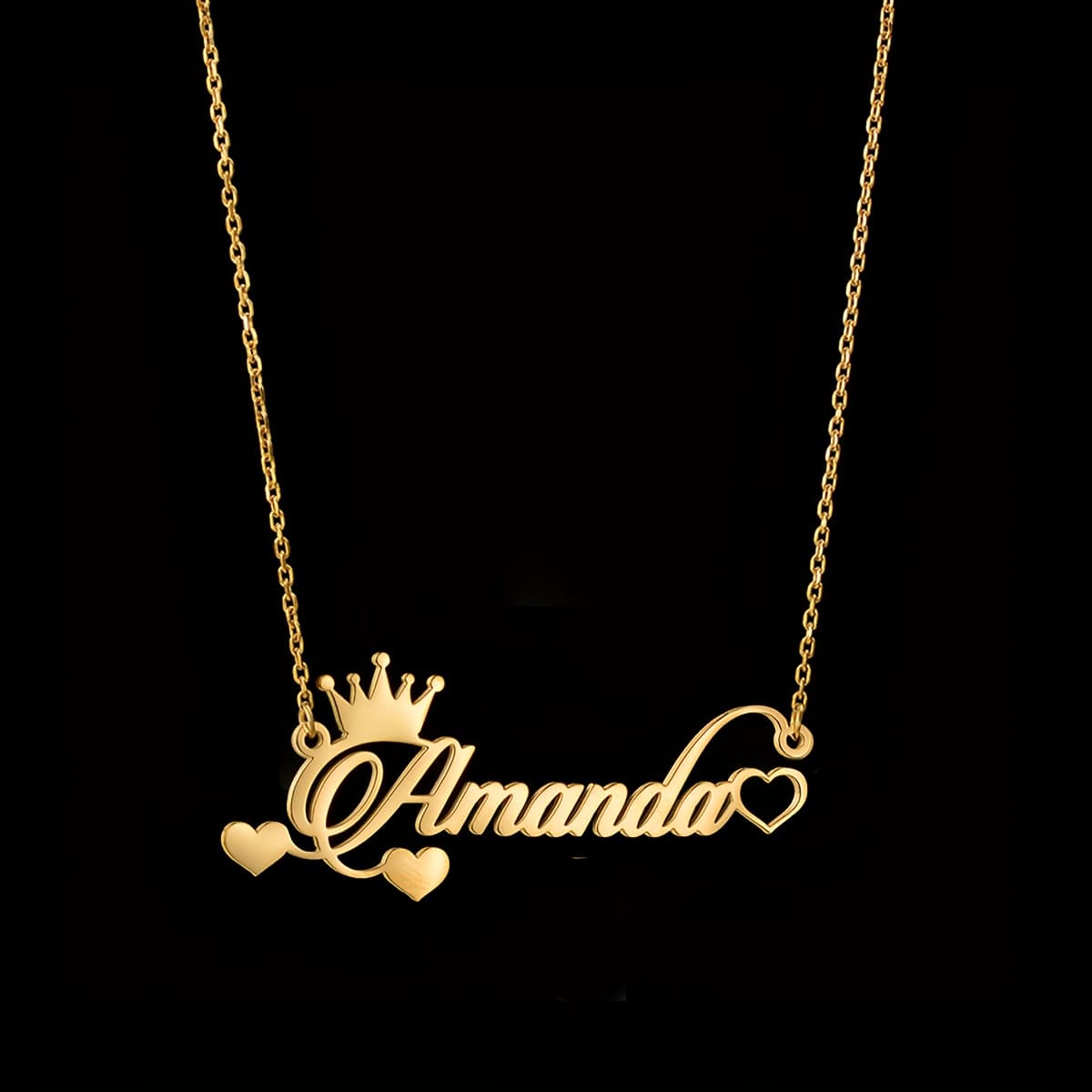 TEMU Customized Information Can Only English Letters; Translated ) Custom Crown Name Heart Necklace, 1pc Of Stylish Stainless Steel Nameplate Collar, Customized Ribbon Letter Clavicle Chain Jewelry