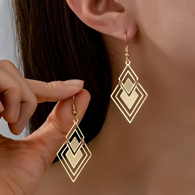 TEMU Women's Fashion Versatile Easy Diamond-shaped Stud Earrings