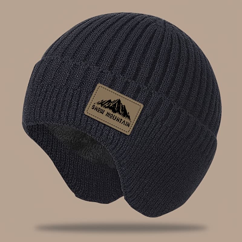 TEMU New Winter Knitted Beanie Hat With Ear Flaps, -lined For Extra , Versatile Sports Knit Hat For Men And Women