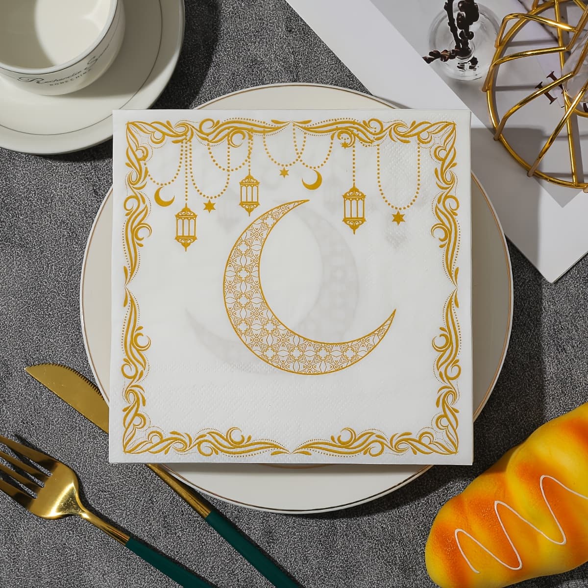 TEMU 20pcs 2025 New Ramadan Theme Disposable Napkins - 2-ply - Suitable For Ramadan Parties And Holiday Table Decorations, 13-inch Square, Ideal For Kitchen And Dining Room, Ramadan Decorations