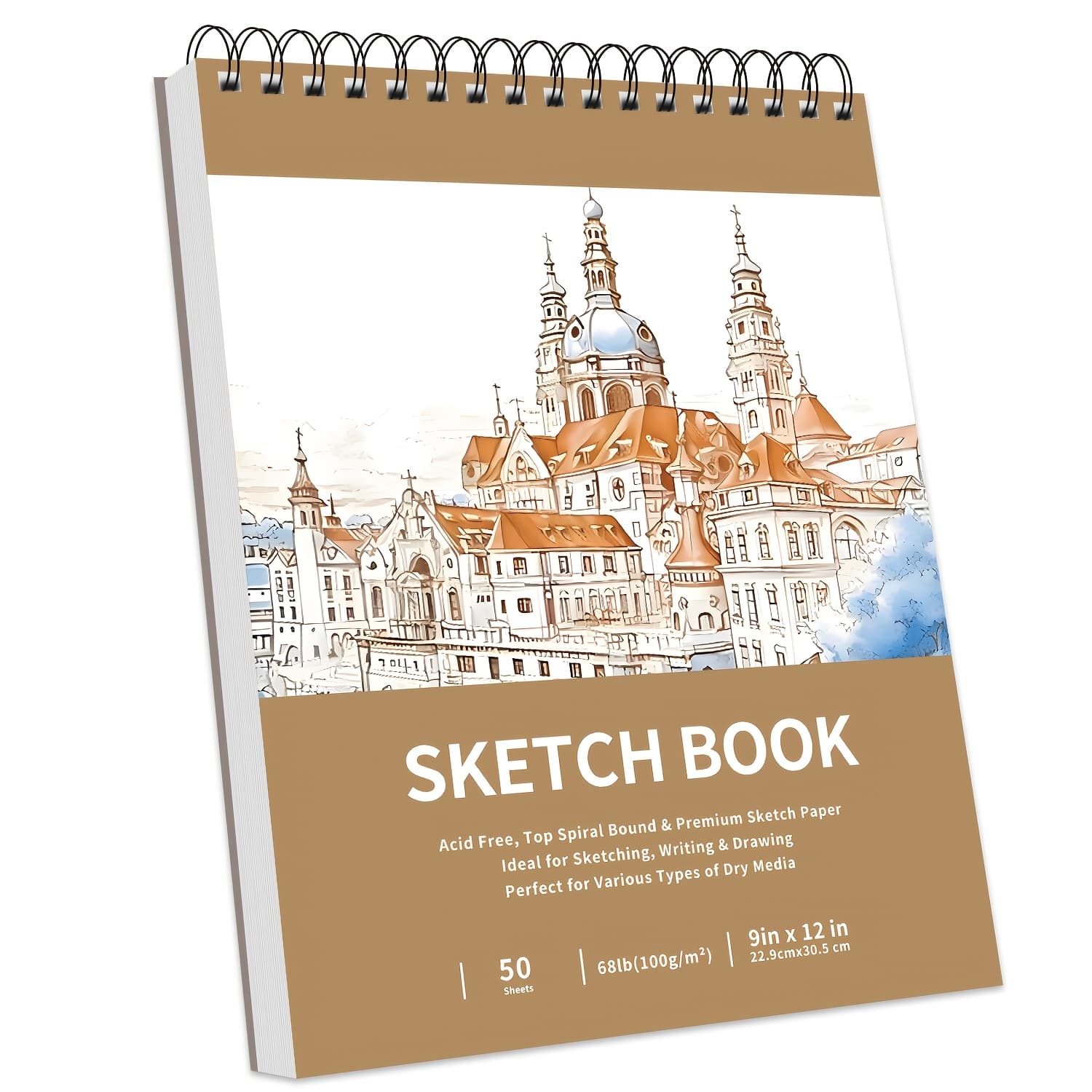 TEMU 9" X 12" Sketch Book, Top Spiral Sketchbook, 68lb/100gsm Drawing Paper Pad & Sketch Paper, 1-pack Sketch Pads For Sketching,drawing & Writing Etc,professional Art Supplies For .