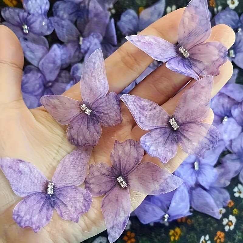 TEMU 25pcs Set, Elegant Mesh Colorful Appliques - 3d Handmade Fabric Patches For Diy Wedding Dresses, Clothing, Hair Accessories, And Bridal Headpiece Decorations, In