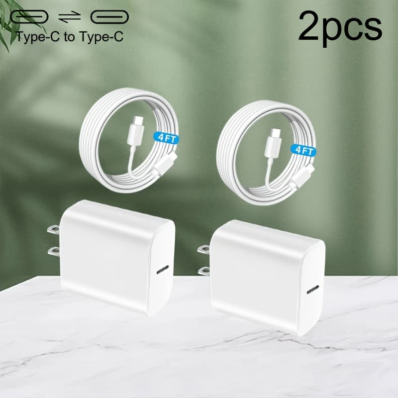 TEMU 2pcs Usb-c Super Fast Charger Kit With Type-c To Type-c Cable - For Galaxy S23 Ultra/s22/z Fold 5 And More, Local Warehouse