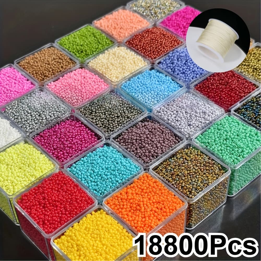 TEMU 18800pcs Seed Bead Mixed Packaging - Decorative Beads, Uniform Size, Suitable For Jewelry Making - Perfect For Of Colorful Circular Spacer Beads, Handmade Earrings, Bracelets, And Necklaces