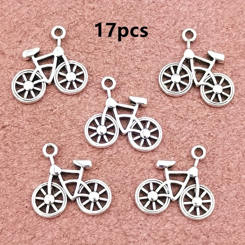 TEMU 17pcs Bicycle Charm Pendants, Bohemian Style Jewelry Additions For Handmade Bracelet, Necklace, And Earring Making, Measuring 20*19mm