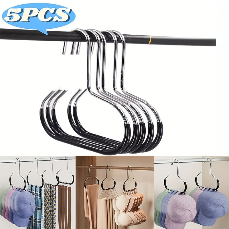 TEMU 5pcs Multifunctional Metal Coat Rack, Multifunctional Storage Rack For Home Wardrobe, Non-slip And Traceless Hanger, Hat And Scarf Hanger To