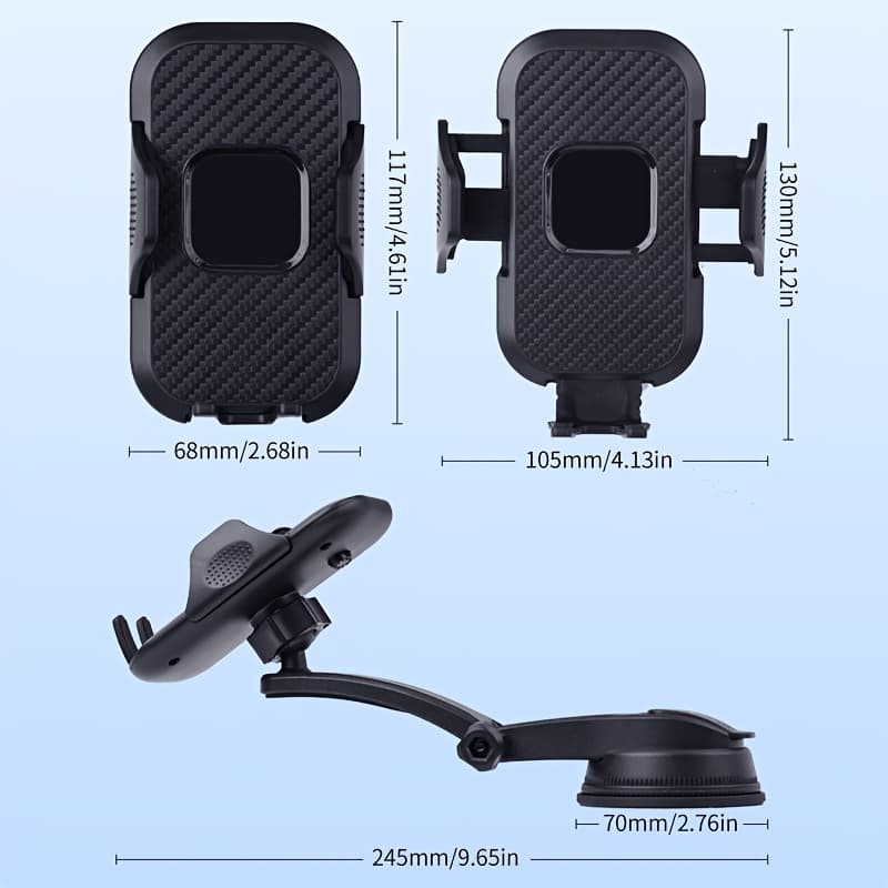 TEMU Upgraded Car Phone Holder - Adjustable Arm With Ergonomic Grip, Strong Suction Cup And Elliptical Design, Compatible With Iphone, , Smartphones, Motors, Fashion Accessories, Texture Anti Slip Pad