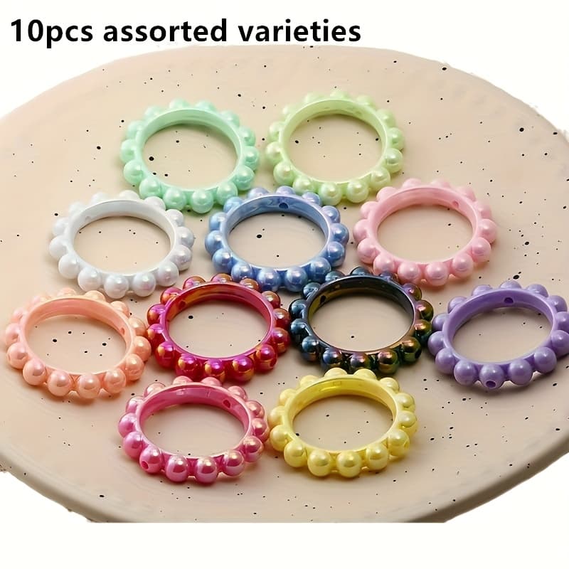TEMU 10pcs Beads For Pens, Acrylic 3d Hollow Circle Beads Bulk For Beadable Pens Keychain Making Jewelry Supplies For Teacher Assorted Varieties