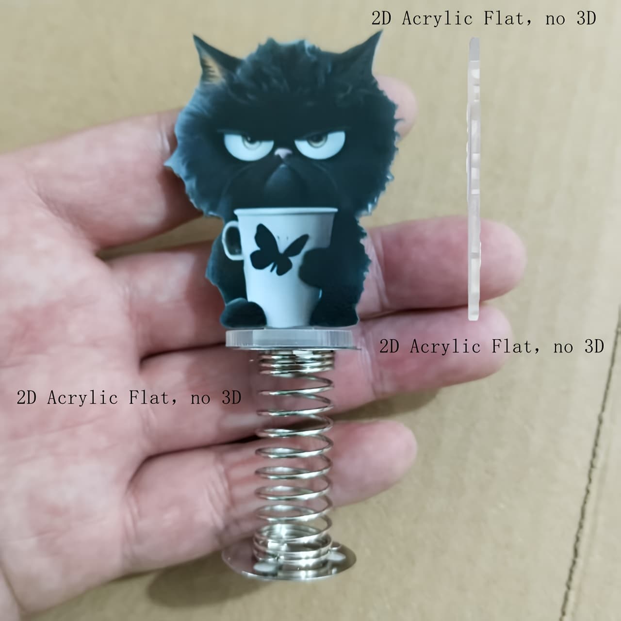TEMU 2d Flat 1pc Cute Acrylic Cat Ornament - Versatile 2d Decoration For Cars, Desktops, And Bicycles | Perfect Gift For Parents