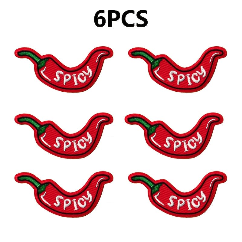 TEMU 6pcs Cute Pepper Embroidery Patches With Iron-on Hot Melt Glue Or Hand-sewn Consumable Suitable For Jackets, T-shirts, Bags - Chili Patch For Clothing Decoration, Valentines Day Diy Crafts (6pcs)