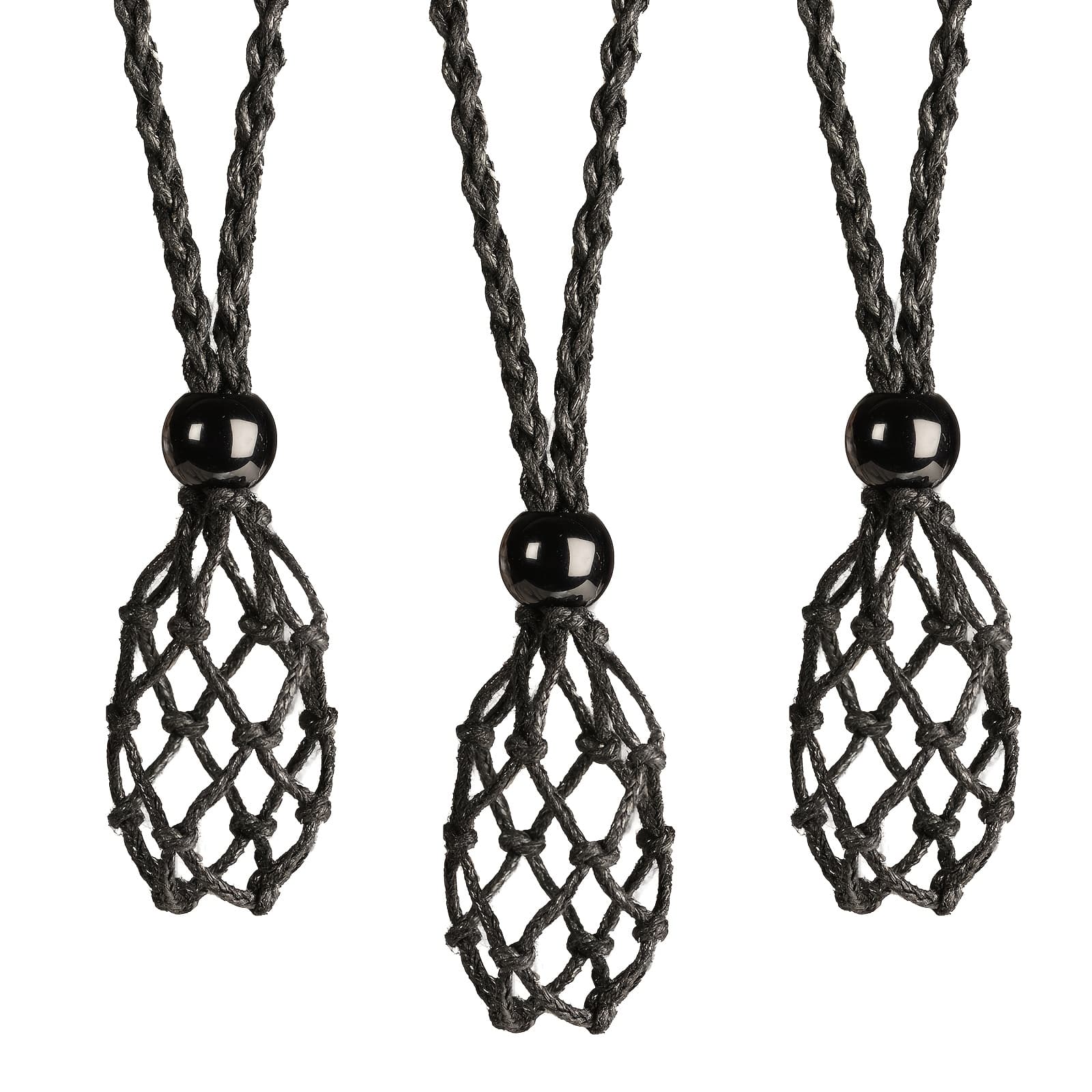 TEMU Set Of 3 Handcrafted Empty Stone Holder Necklaces With Adjustable Cords For Jewelry Making