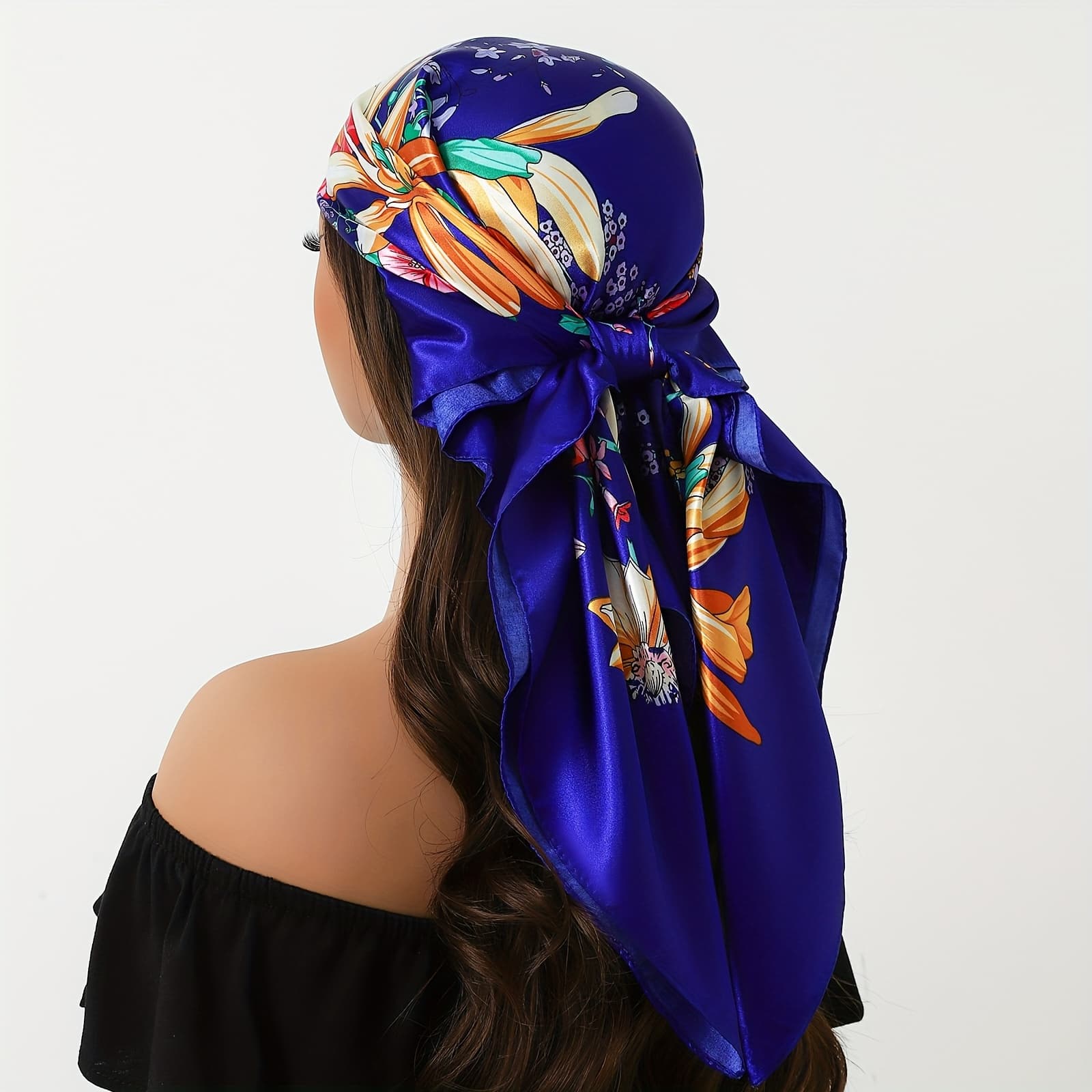 TEMU 35.4-inch Handkerchief, Popular Air-conditioned Room Scarf, Fashionable Thin Windproof Headscarf, Outdoor Printed Square Scarf, Warm Headscarf, Women's Handkerchief