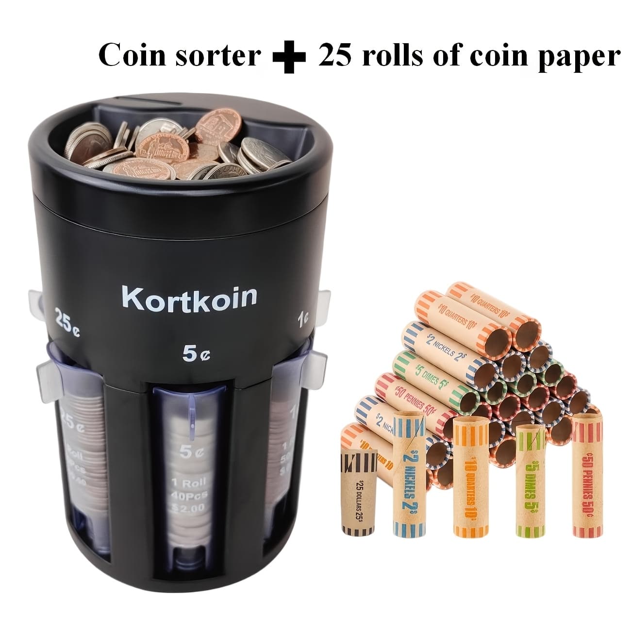 TEMU Rotating Coin Sorter Machine With 5 Coin Wrapping Sheets - Battery- Suitable For Office, Supermarket, Use | Manual Currency Sorter For Banks, Retail Stores, Gift (no Electronics/ Operation)