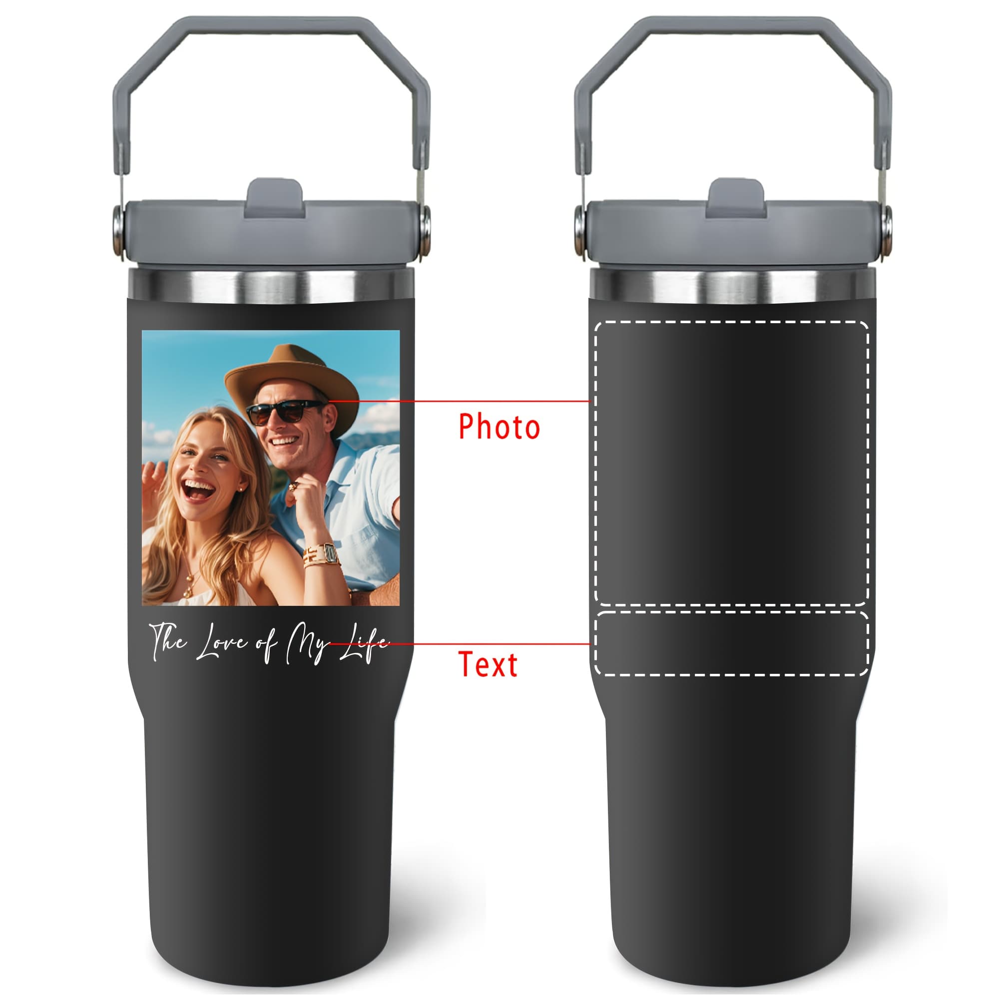 TEMU Personalized 30 Oz Tumbler With Handle And Straw - Custom Coffee Cup With Picture And Text, Ideal For Men And Women, Perfect For Birthday And Christmas Gifts