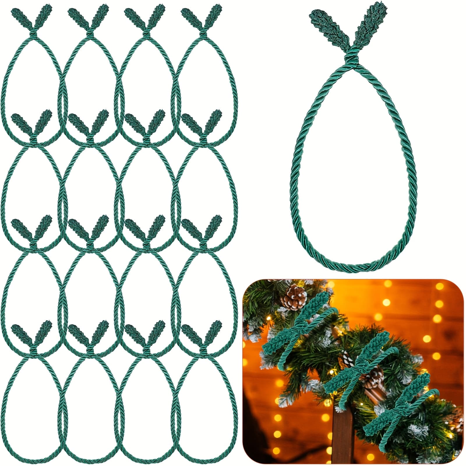 TEMU 50pcs 20 Inch Reusable Green Fabric Garland Twist Ties - Flexible Christmas Banister Decorations For Stairs, Wreaths, Holiday Crafts, Tree Wrapping (for & Use), Christmas Decor