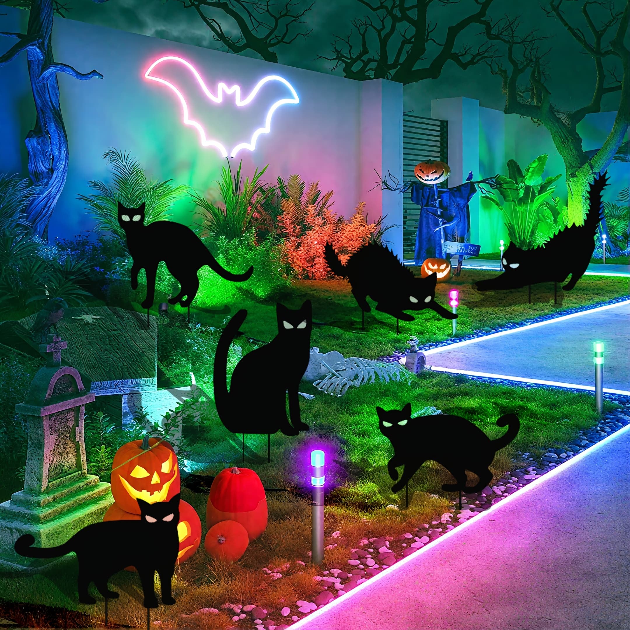 TEMU 6-pack Decoration, Halloween Decor Outdoor Yard Signs With Stakes, -the- With Scary Silhouette For Yard Lawn Garden Halloween Outdoor Parties Decor