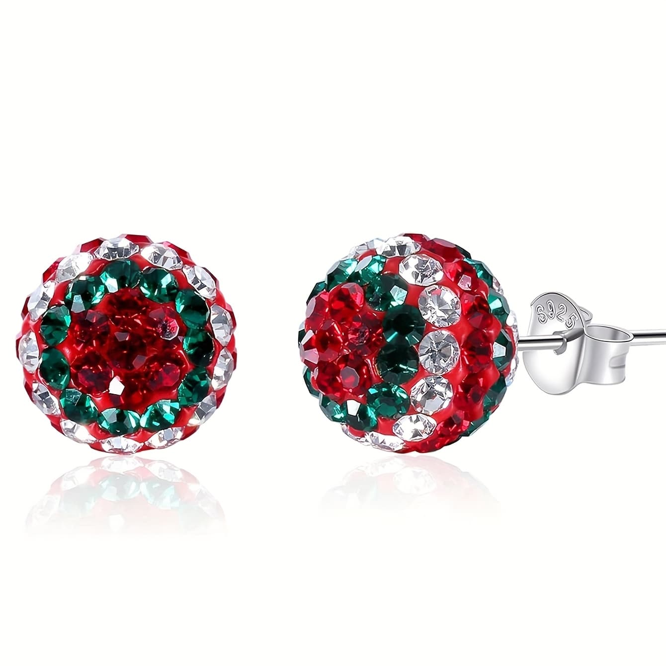 TEMU 1 Pair Of Unisex Red And White Intercalated Fashion Versatile Imitation Crystal Stud Earrings, Suitable For Outdoor Travel, , Parties, And As A Gift For Girlfriend, As Well As Daily Wear