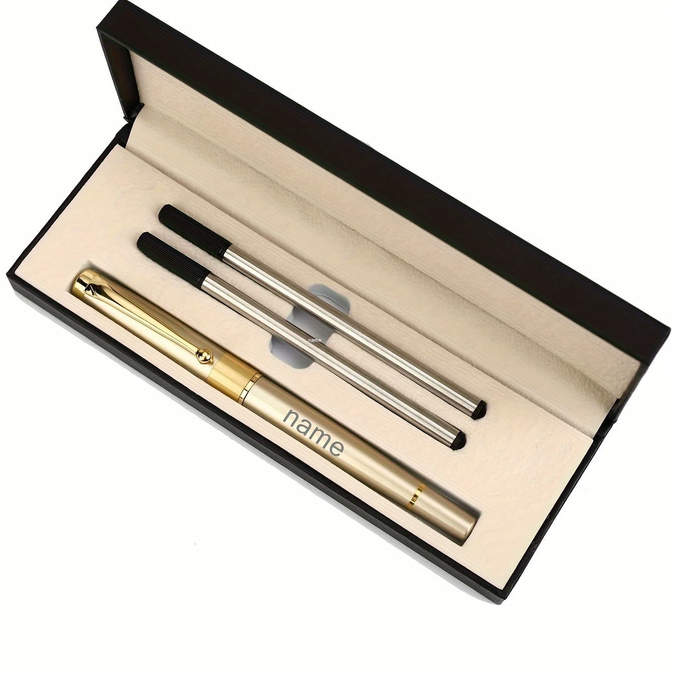 TEMU 1 Golden Metal Gel Pen Neutral Pen Gift Box, Personalized Customization. High-end Gifts, Festival Gifts,school Students Graduation Gifts.0.5mm Black Filled