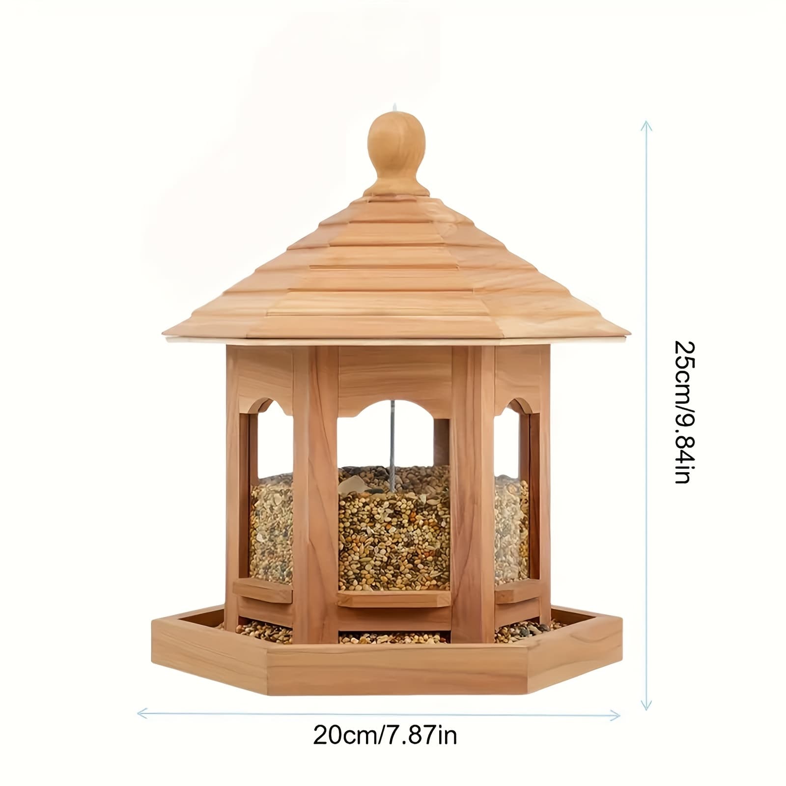 TEMU Squirrel-proof Wooden Bird Feeder - Ideal For Hummingbirds, Parrots & More - Outdoor/balcony Hanging Station