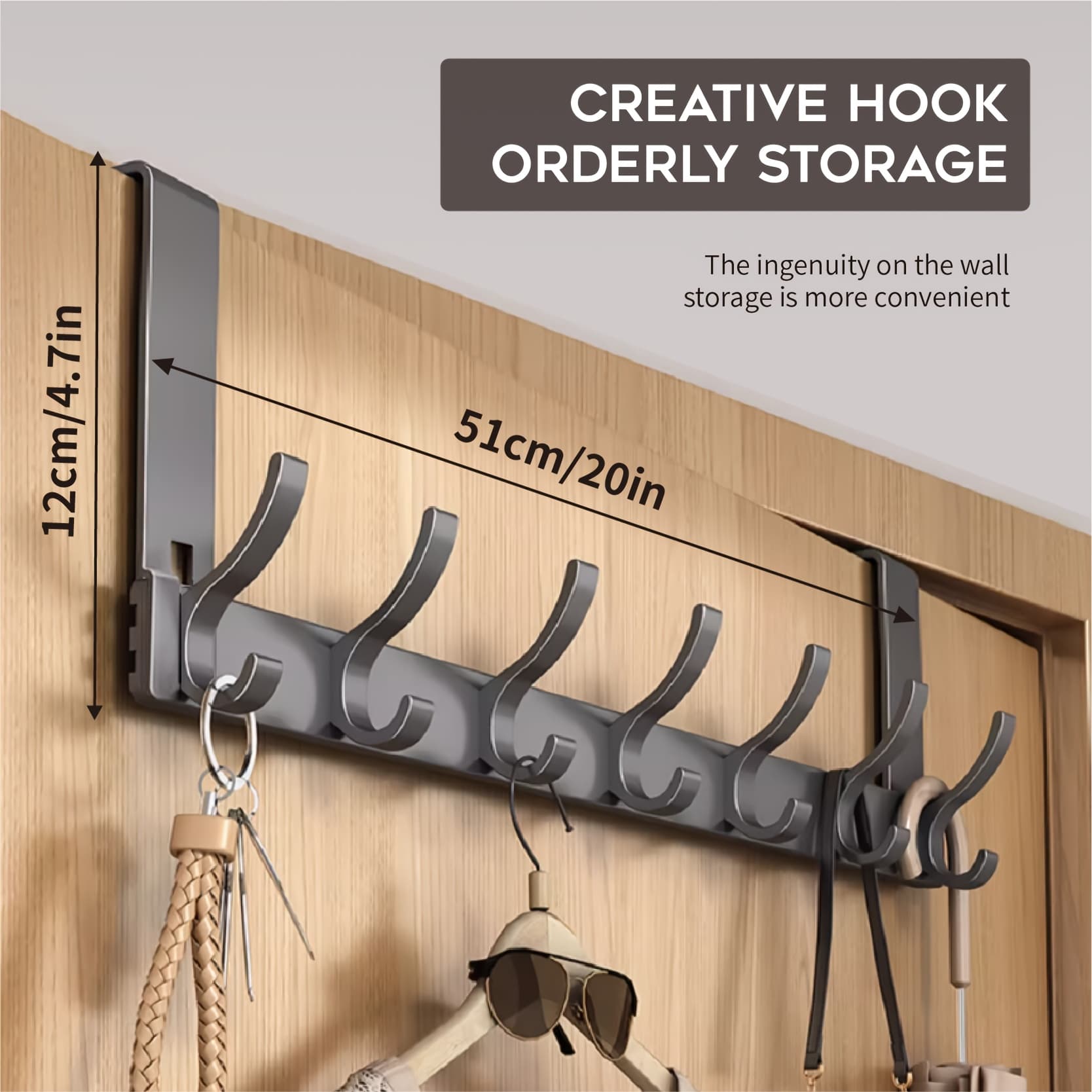 TEMU 2025 Portable Door Hook, No Drilling & No Installation Required, Hanging Door Hook For Kitchen And Bathroom Use, Door Towel Rack, Coat & Hat Hanging Door Hook (1 Pack, Gun Gray)