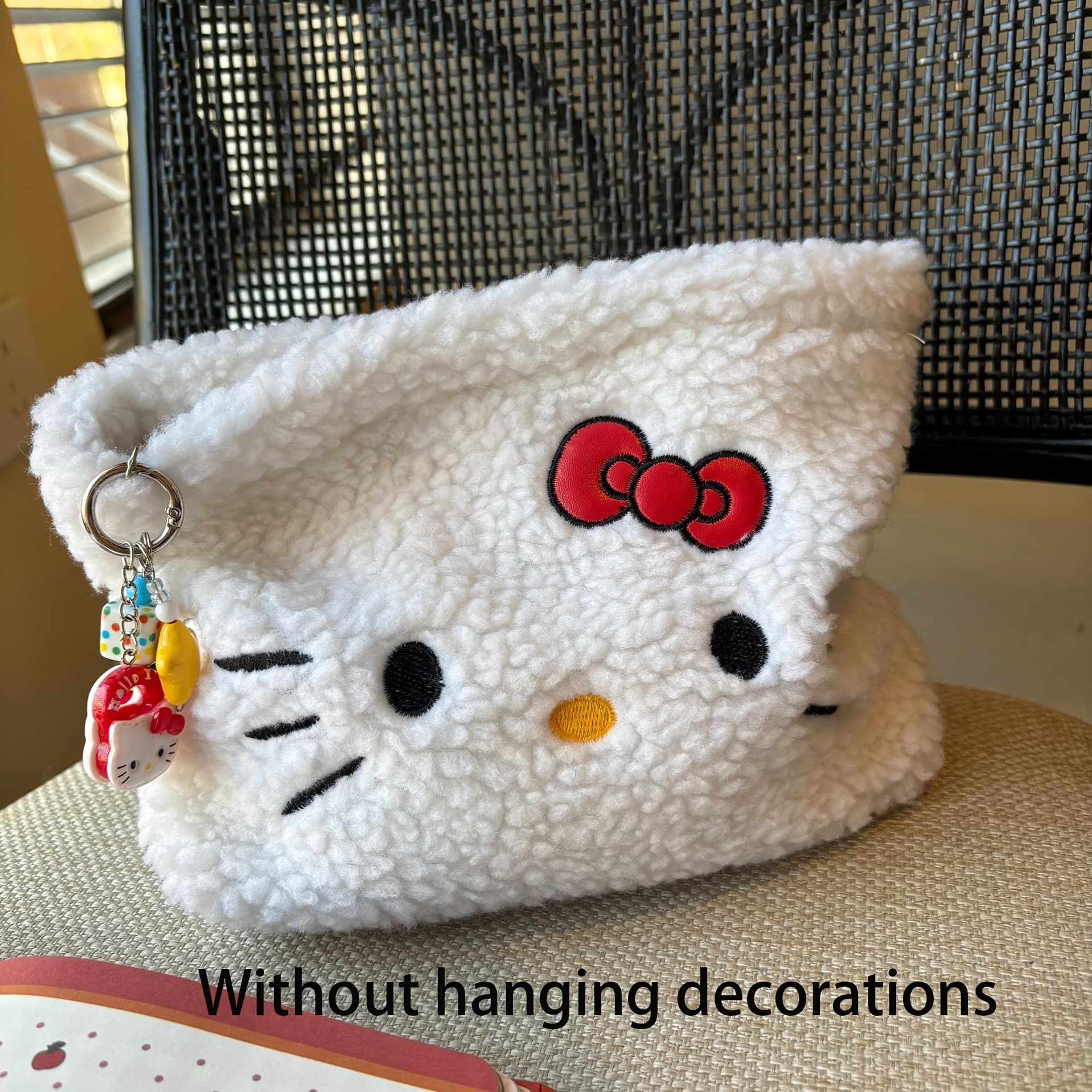 TEMU Lamb Embroidered Hello Kitty Cosmetic Bag Cartoon Large Capacity Autumn And Winter Plush Storage Bag Plush Cosmetic Bag The For Travel Gift For Valentine's Day Gift