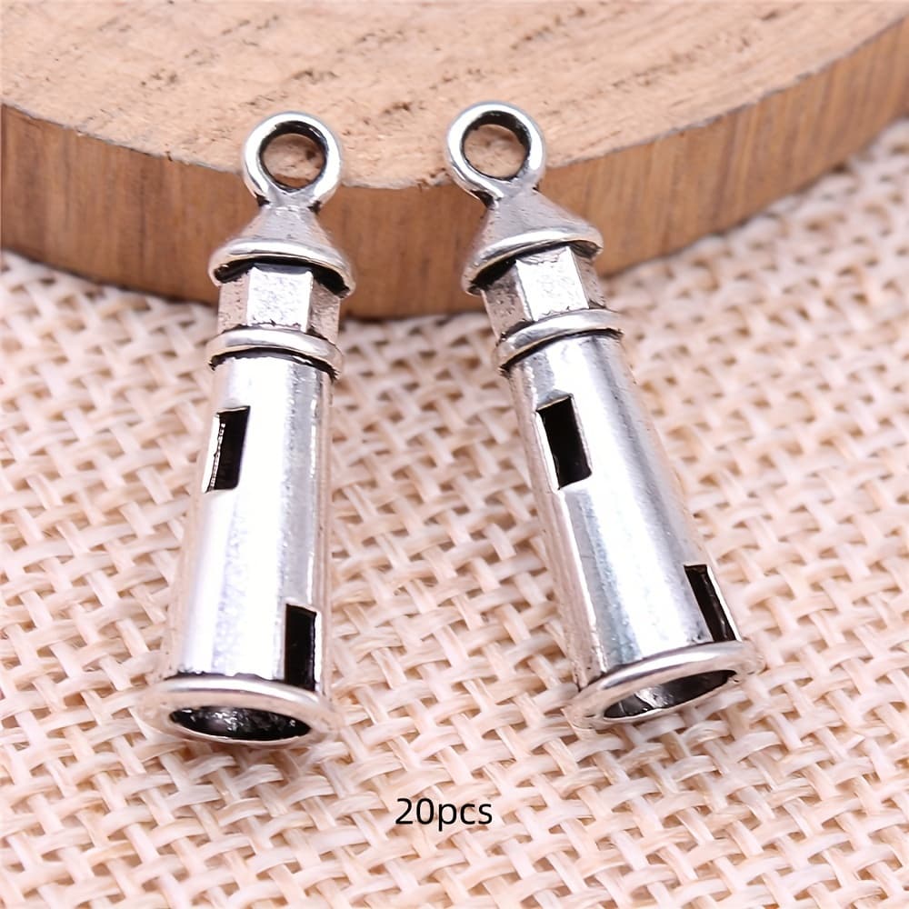 TEMU 10/20pcs Multicolor Retro 3d Lighthouse Charm Hollow Pendant Jewelry Making Diy Handmade Craft Charm Accessories 25x8mm