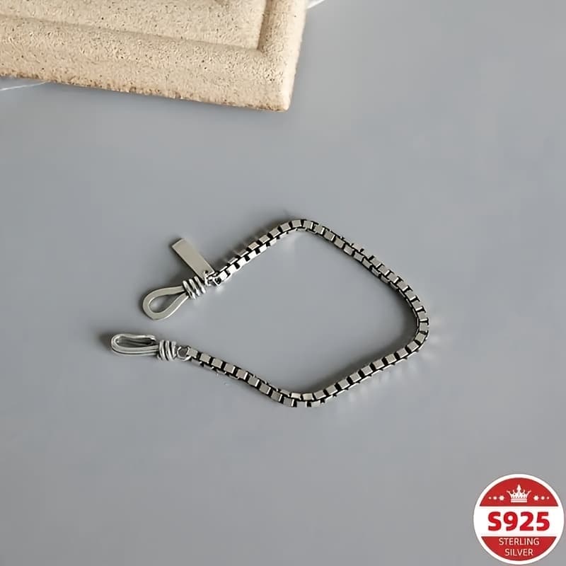 TEMU 1pc S925 Pure Silvery Minimalist Bracelet, Suitable For Daily Wear, Birthday Gift, Special Occasions, Fashionable, Durable, Low Allergy Jewelry