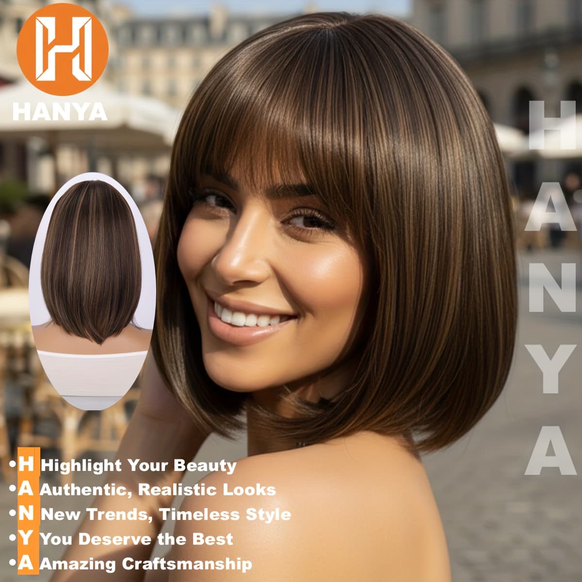 TEMU 22-inch Heat-resistant Synthetic Wig - Fashionable & Versatile For Daily Wear & Special Occasions | Perfect Gift For Valentine's Day, , | Ideal For Content Creation