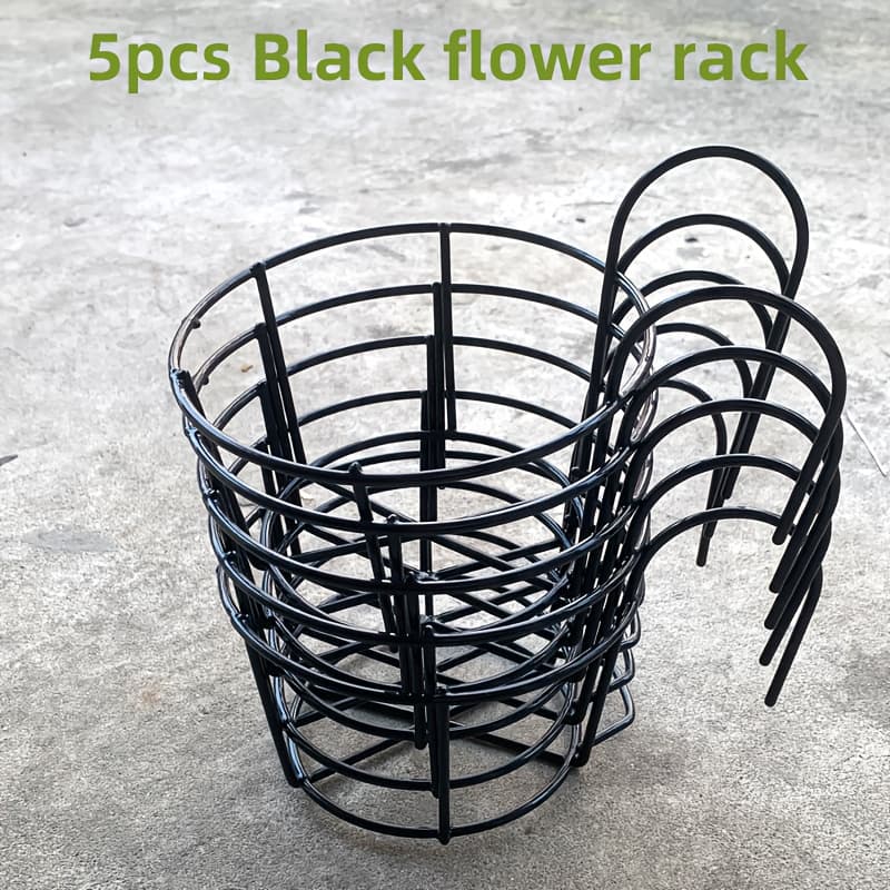TEMU 5pcs 16cm Round Hanging Green Plant Flowerpot Rack, Wall Mounted Balcony Flower Rack, Potted Succulent , Thick Storage Railing Flower Rack