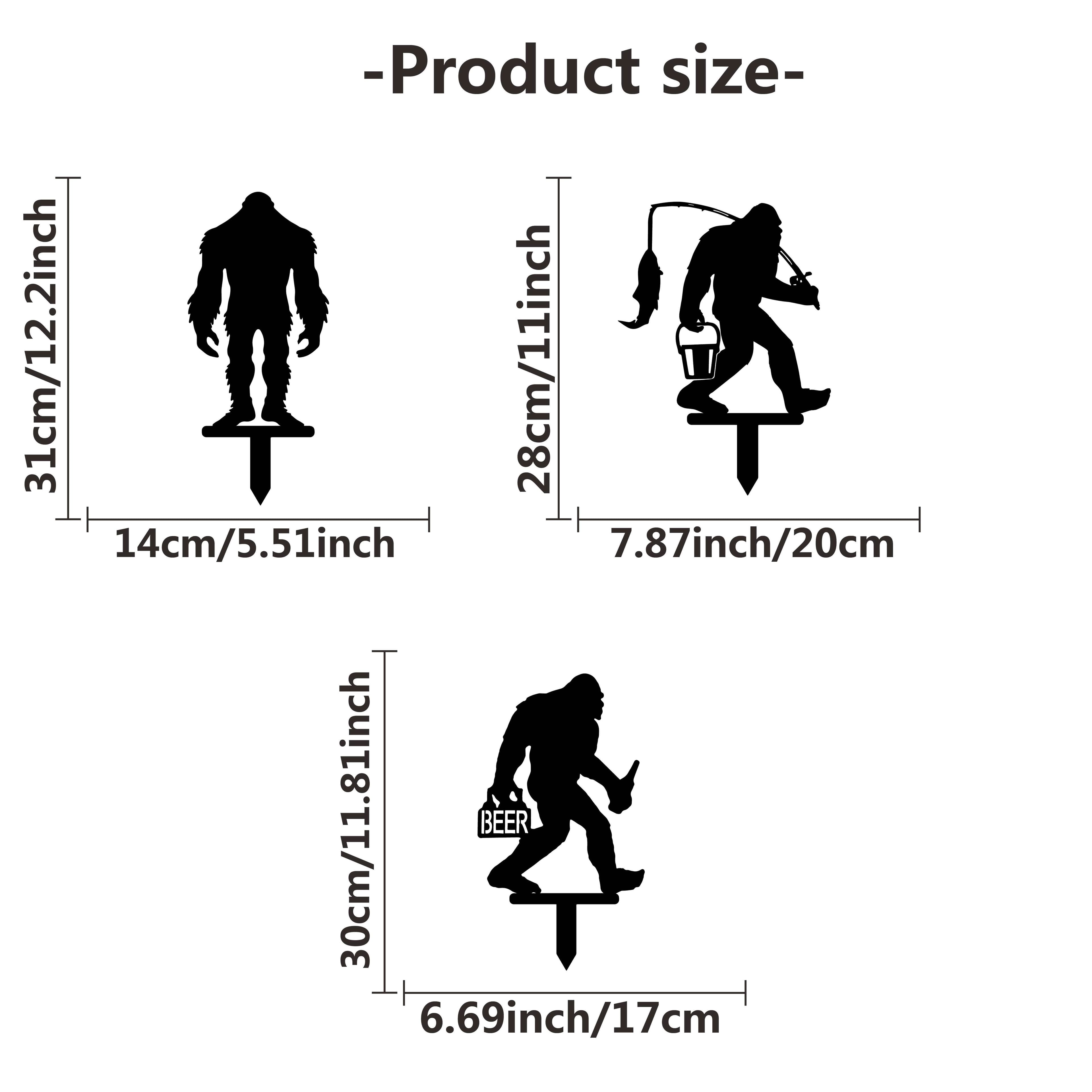 TEMU 3pcs, Metal Decorative Fishing Sasquatch Garden Stakes Sasquatch Gifts For Men Women, Sasquatch Statue Decorations Outdoor, Patriotic Decor, Yard Art, Patio, Outside, Lawn Decorations