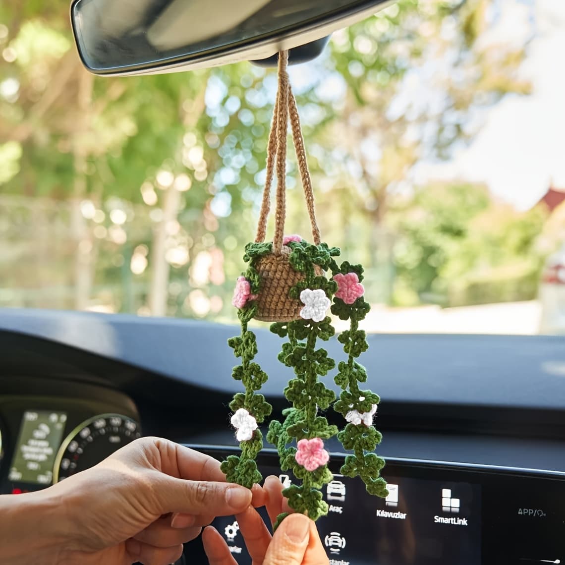 TEMU Car Suspension Additions, Cute Crochet Flower Car Decorations, Gifts For Plant Lovers