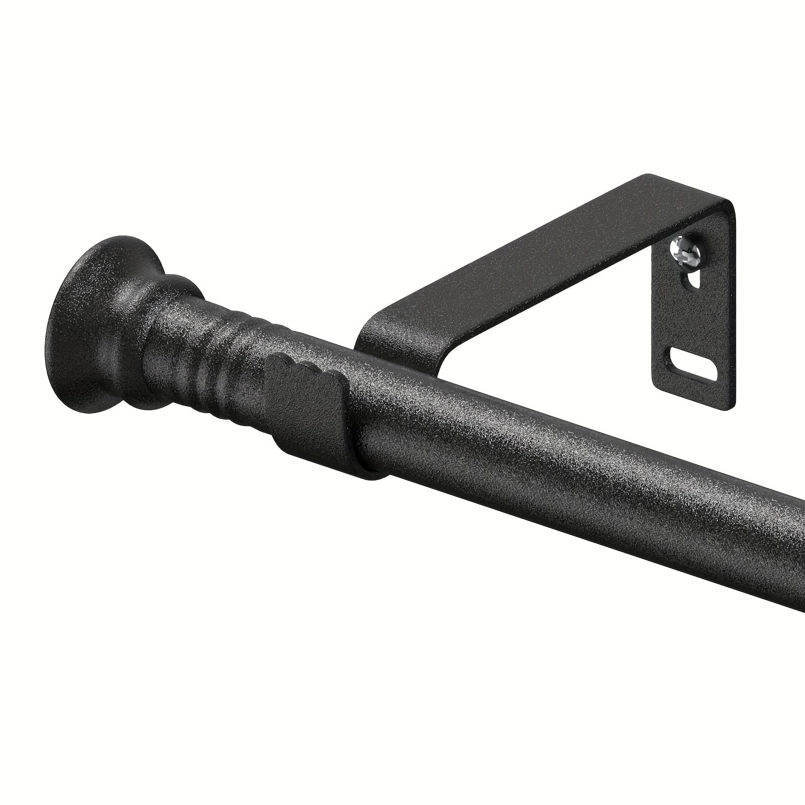 TEMU 1pc Adjustable Curtain Rod For Windows 30" To 87", 5/8 Inch Metal Pole With Brackets, Small Curtain Rod Set Modern Décor Style, Matte Black