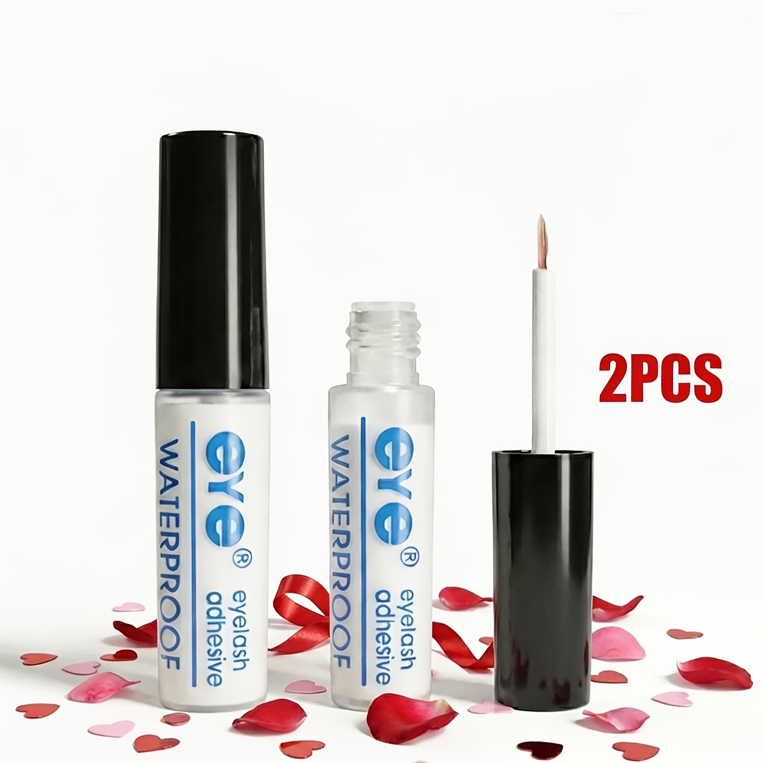 TEMU Waterproof & Clear Eyelash Glue (2-pack/4-pack/5-pack) - , Long-lasting , Dries Fast & Gentle - For False, Cluster & Extension Lashes - Easy For Beginners