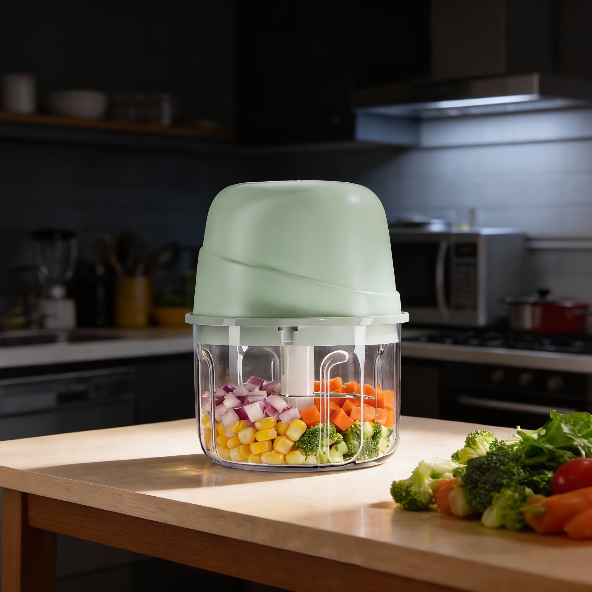 TEMU Electric Garlic Chopper, Kitchen Chopper, Mini Chopper, Onion Grinder Masher, Small Food Processor For Veggie, Garlic, Ginger, Chili, Usb Charging, Suitable For Kitchens, Apartments, Camping