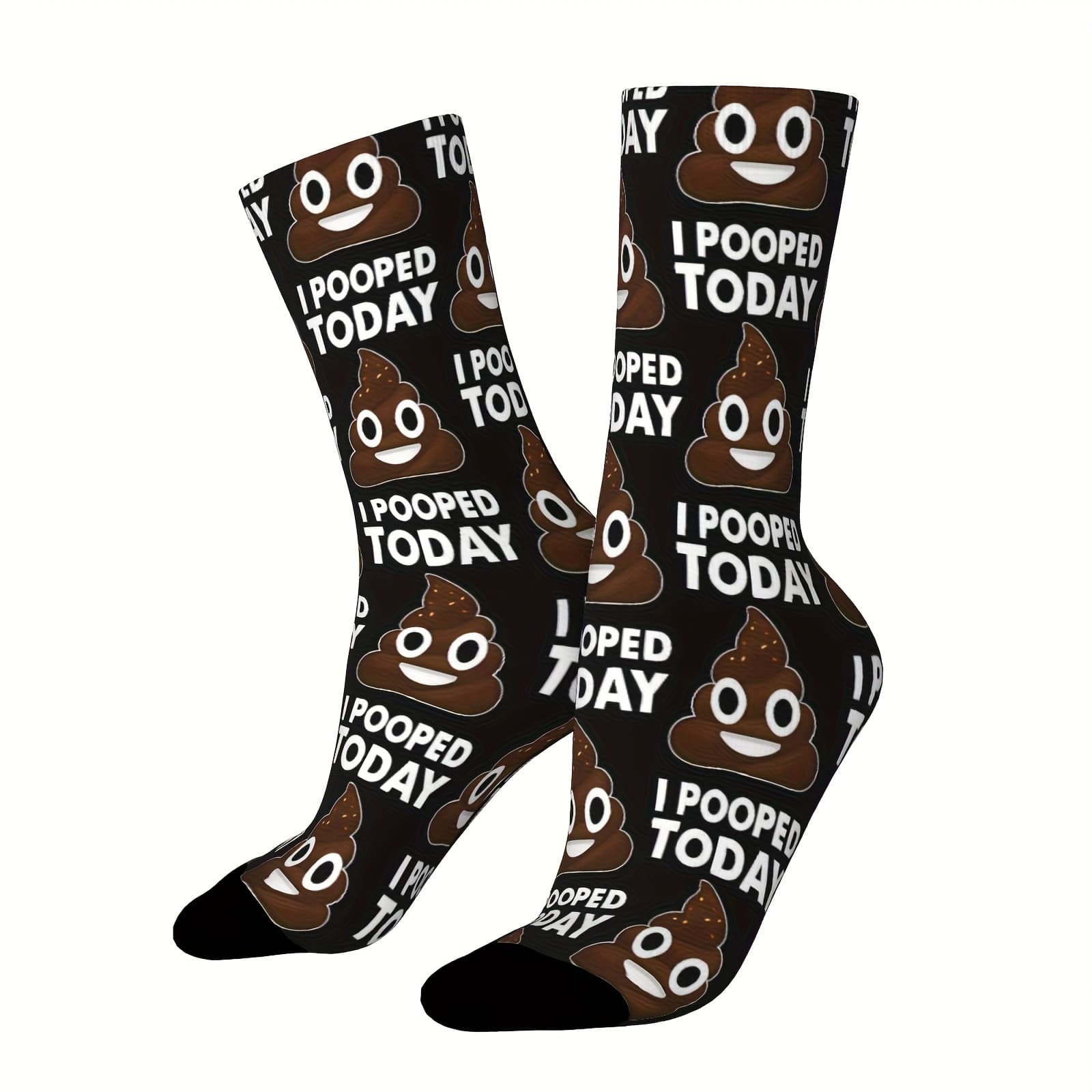 TEMU A Pair Of Unisex Outdoor Socks With Fun Poop-patterned Mid-calf Print, Machine Washable, Suitable For Outdoor Sports Enthusiasts, Comfortable And Breathable, Stylish For Daily Wear