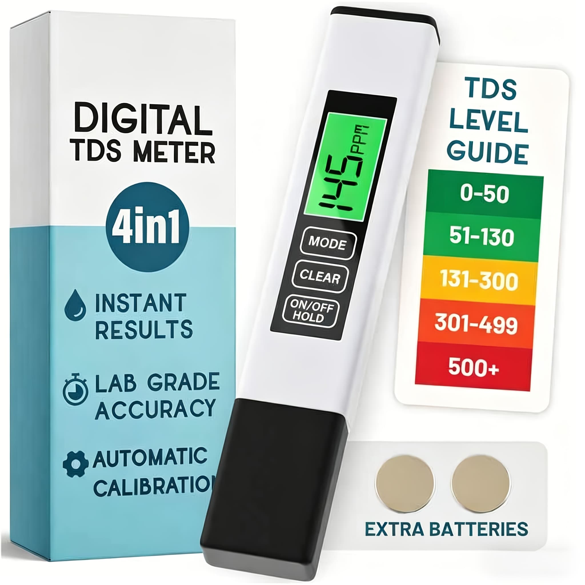 TEMU Tester For Drinking Water Accurate 0-9990 Ppm Ec & Temp Readings Ideal For Ro Systems Aquariums Pools Portable & Travel-friendly Halloween (comes With 2 Batteries)