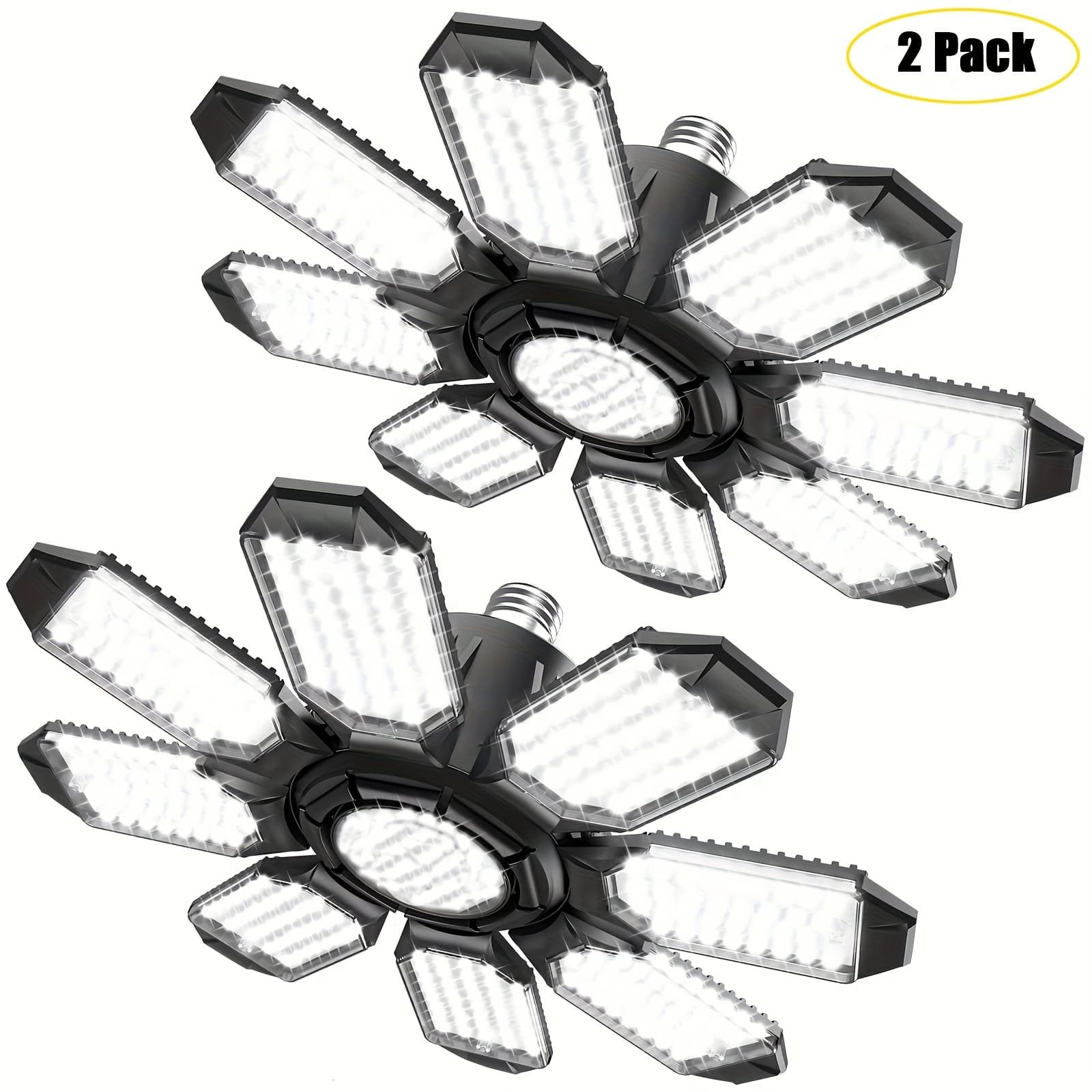 TEMU 1pc/2pcs Garage Lights, 25000lm Shop Light, 6500k Ceiling Led Lights With 8+1 Deformable Panels, Indoor Lighting For Garage, Workshop, Utility Room, Barn, Warehouse, Attic
