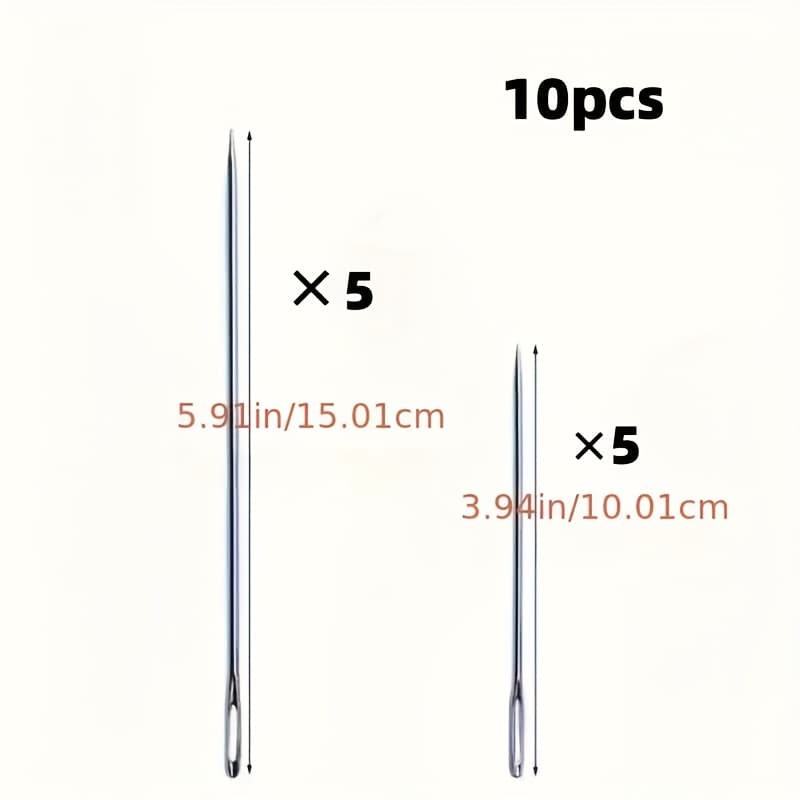 TEMU 10pcs Sharp Ultra-long Eye Hand Sewing Needle Set-durable Sharp Lashing And Needles, Size