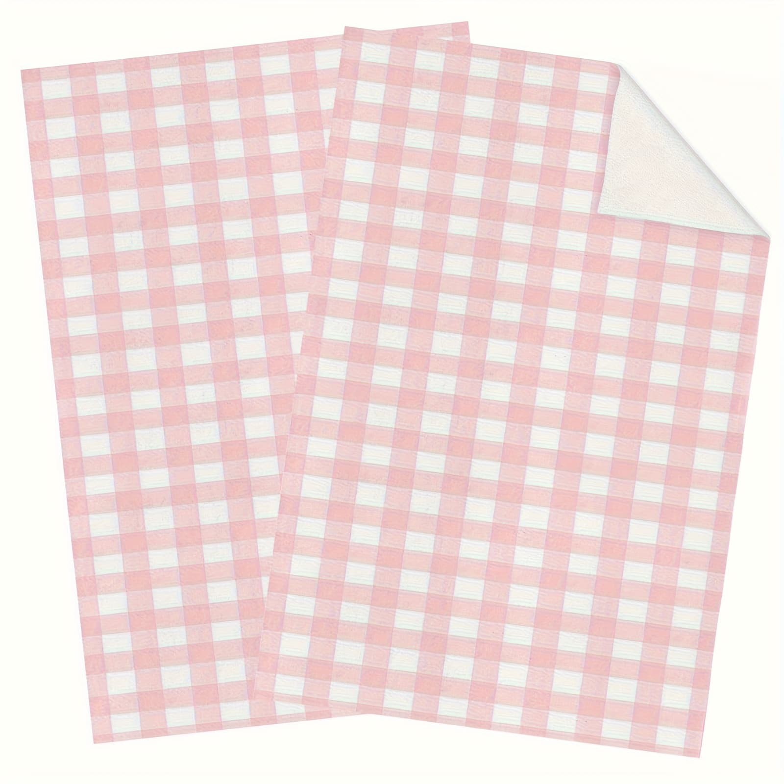 TEMU 2pcs Pink And White Checkered Kitchen Towels - 39.88x59.94cm Vintage Style Polyester Dish Towels, Absorbent And Quick-drying Tea Towels For Home Decor, Cleaning, And Polishing, Dishwashing Cloths
