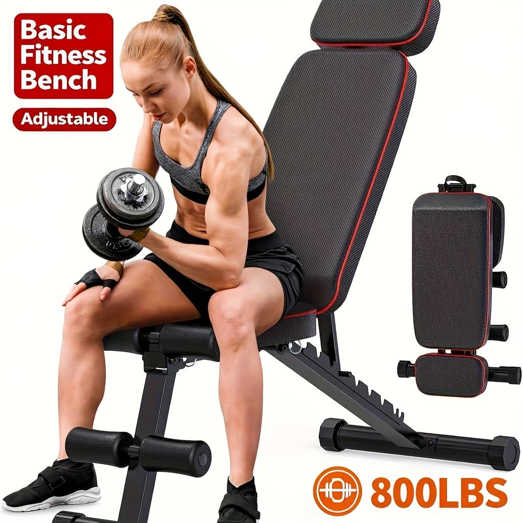 TEMU 14-in-1 Adjustable Weight Bench | Foldable Multi-functional Strength Training Equipment For Full | 770lbs Weight Capacity, Space-saving Design For Home Gym
