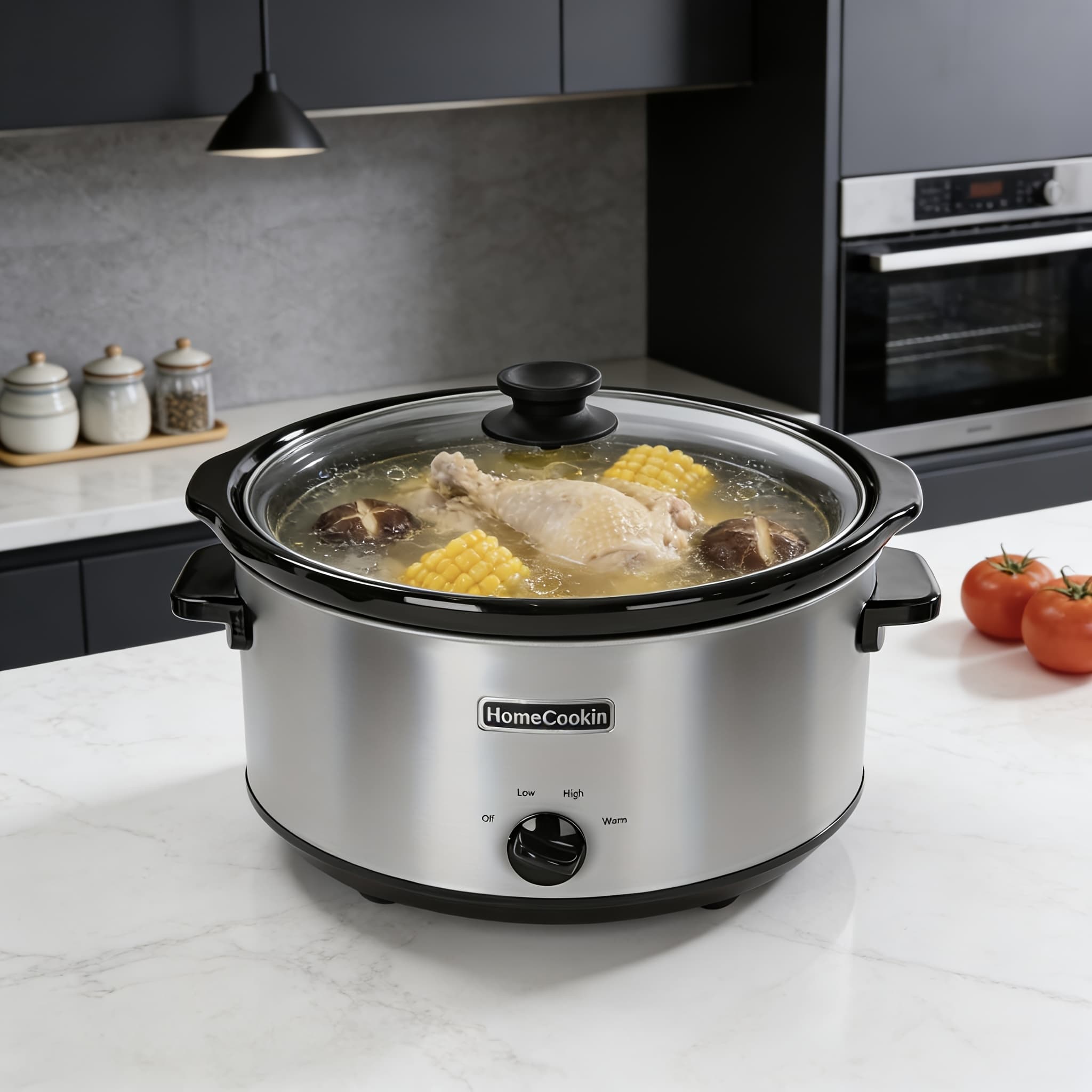 TEMU 6 Quart Oval Manual Slow Cooker With Removable Ceramic Pot Food Warmer With 3 Cooking Settings For Family