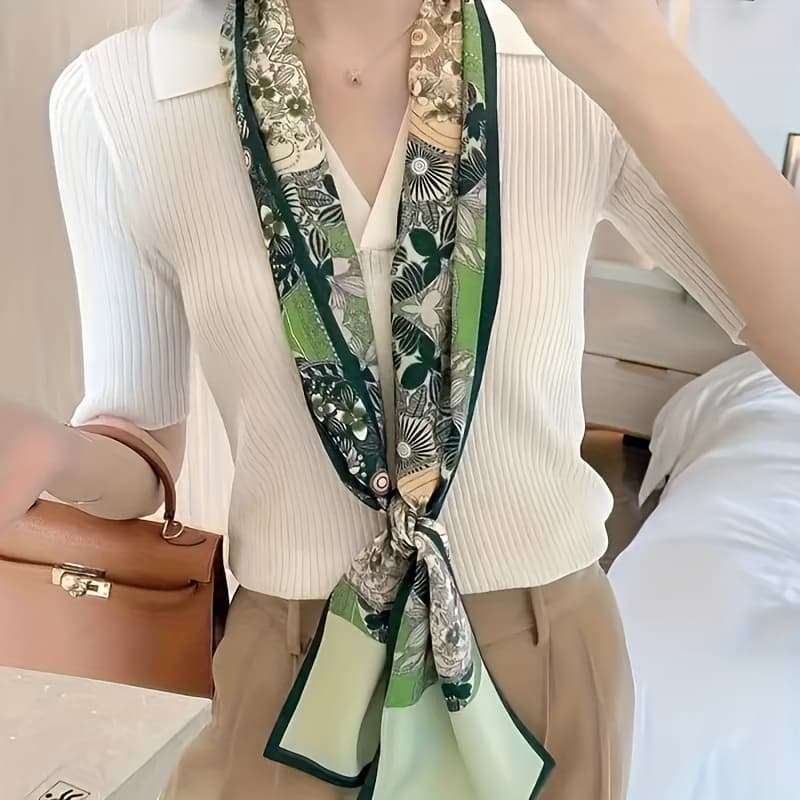 TEMU Stylish Printed Multifunctional Bohemian Style Women's Tie Scarf Decoration