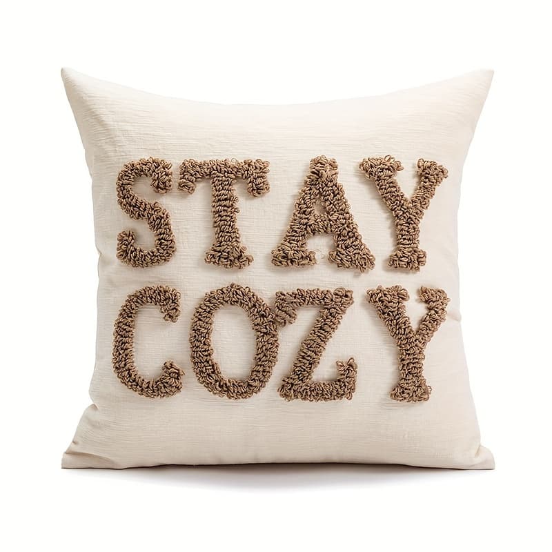 TEMU 1pc, Chenille Letter Loop Velvet Cushion Cover Without Core, Soft Comfortable Living Room Sofa Throw Pillow Cover Nordic Style