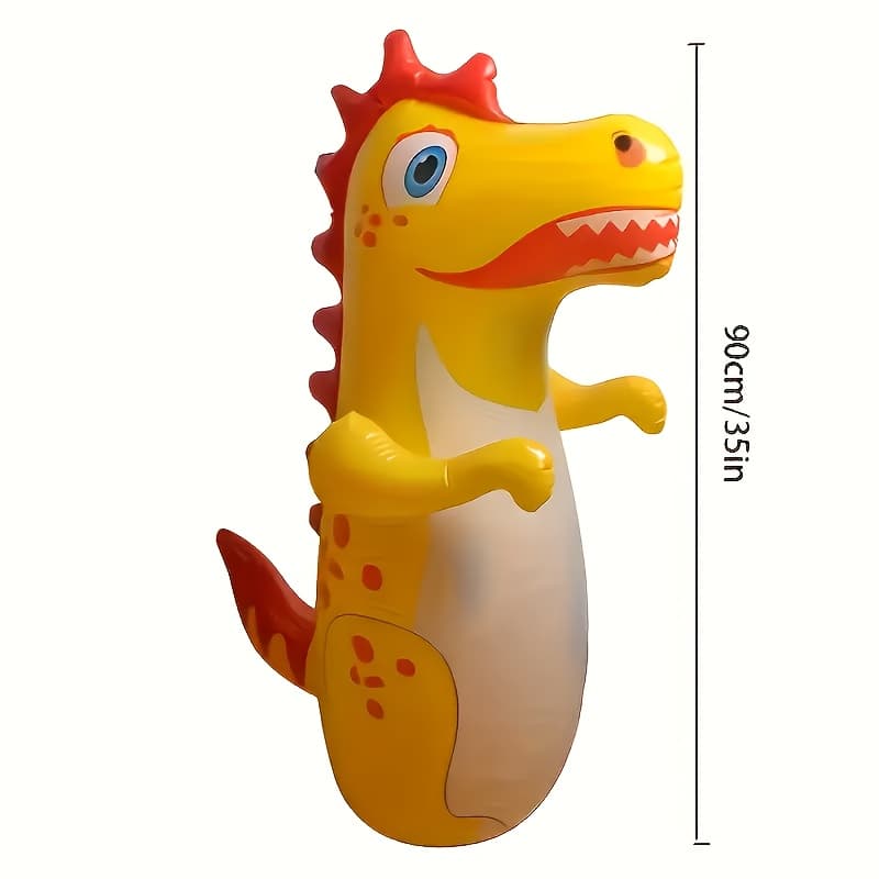 TEMU Children's Inflatable Dinosaur Punch Bag - Durable Pvc Material, Ideal For Outdoor Exercise And Play - In Yellow, Green, And Pink